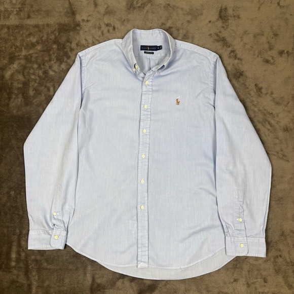 Ralph Lauren Chambray Oxford Men's XL Blue Flesh Pony Button Down Long Sleeve - Picture 1 of 6